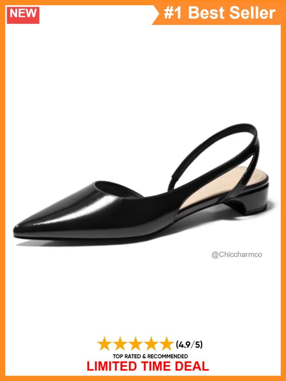 Slingback D'Orsay Chunky Low Heel Closed Pointed Toe Pumps Office Dress Shoes